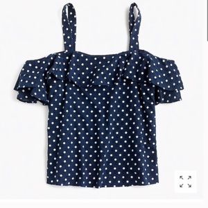 J.CREW off-shoulder POLKA-DOT blouse